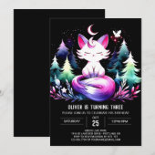 Fantasy Elegante Cat Birthday Einladung (Vorne/Hinten)