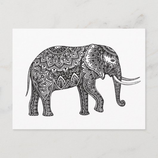 Fantasy Elephant Doodle Postkarte (Vorderseite)