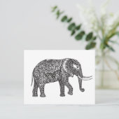 Fantasy Elephant Doodle Postkarte (Stehend Vorderseite)