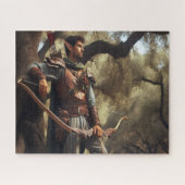 Fantasy Elf Archer Ruhen im verzauberten Eichenwal Puzzle (Horizontal)