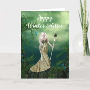 Fantasy Elf mit Winter Solstice Card Karte