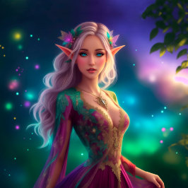 Fantasy elf Prinzessin elegante, strahlend schöne  Folien Feiertagspostkarte