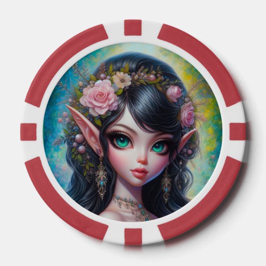 Fantasy-Elfenfrau Pokerchips (Vorderseite)