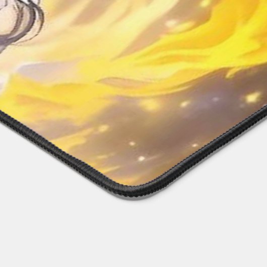 Fantasy Elven Mage: Dunkles Haar & Feuriges Hinter Schreibtischunterlage (Ecke)