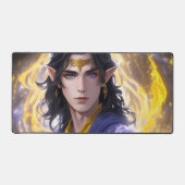 Fantasy Elven Mage: Dunkles Haar & Feuriges Hinter Schreibtischunterlage (Vorderseite)