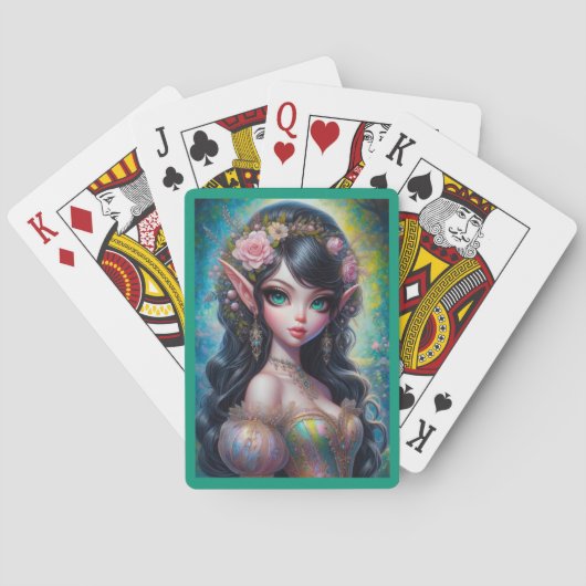 Fantasy Elven Woman Playing Cards Spielkarten (Rückseite)