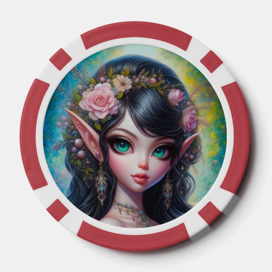 Fantasy Elven Woman  Pokerchips (Rückseite)