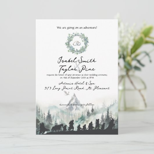 Fantasy Elvish Wedding Invitation Einladung (Stehend Vorderseite)