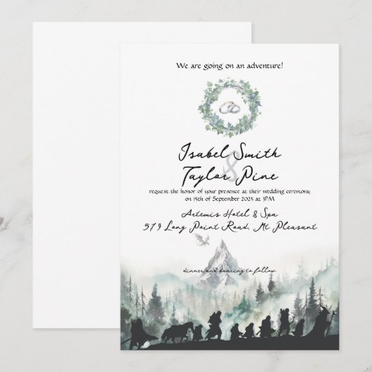 Fantasy Elvish Wedding Invitation Einladung (Vorne/Hinten)