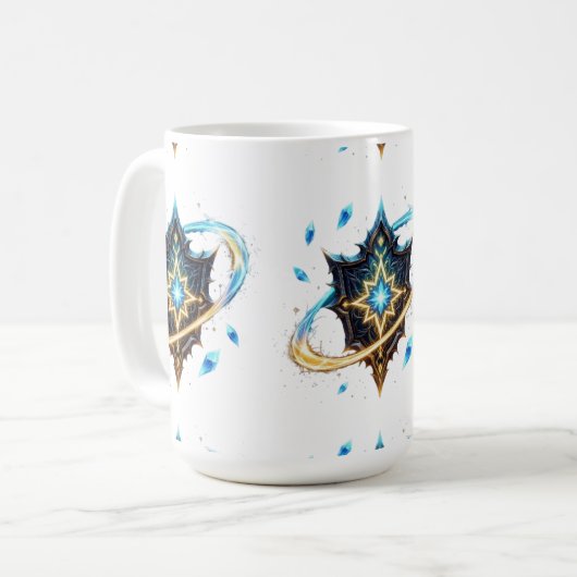 Fantasy Emblem with Floating Blades – Magical Ener Kaffeetasse (Vorderseite Links)