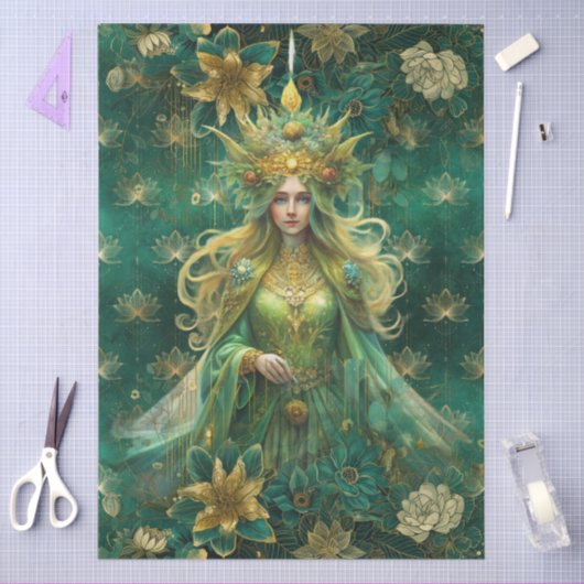 Fantasy Emerald Forest Queen Decoupage Seidenpapier (Basteln)