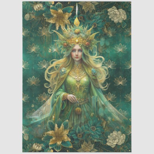 Fantasy Emerald Forest Queen Decoupage Seidenpapier (Vorderseite)