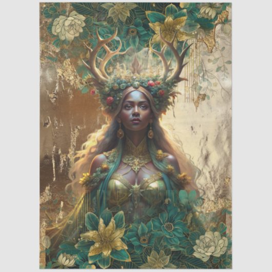 Fantasy Emerald Forest Queen Decoupage Seidenpapier (Vorderseite)