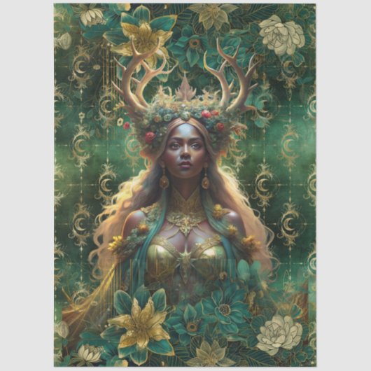 Fantasy Emerald Forest Queen Decoupage Seidenpapier (Vorderseite)