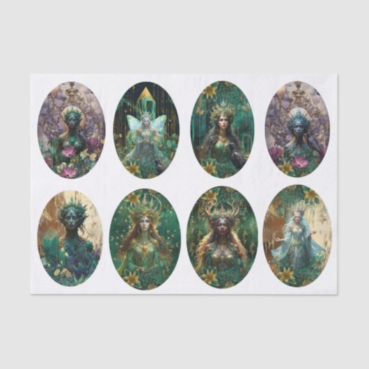 Fantasy Emerald Queens of the Forest Decoupage Seidenpapier (Vorderseite)