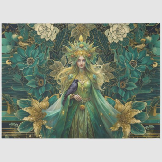 Fantasy Emerald Queens of the Forest Decoupage Seidenpapier (Vorderseite)