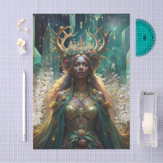 Fantasy Emerald Queens of the Forest Decoupage Seidenpapier (Handwerk)