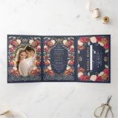 Fantasy Enchanted Blumengarten Hochzeit Dreifach Gefaltete Einladung (Innenseite)