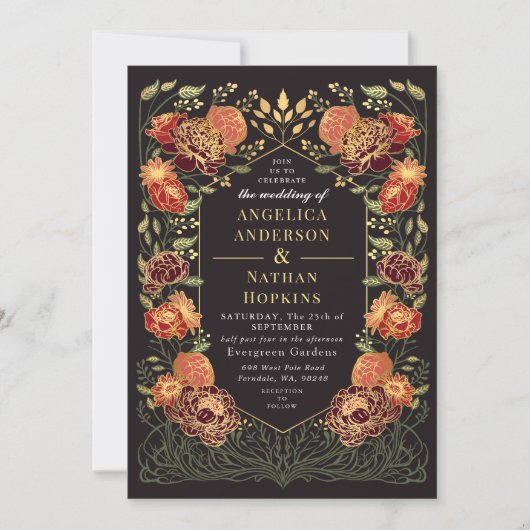 Fantasy Enchanted Blumengarten Hochzeit Einladung (Vorderseite)