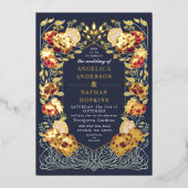 Fantasy Enchanted Blumengarten Hochzeit Folieneinladung (Vorderseite)