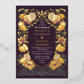 Fantasy Enchanted Blumengarten Hochzeit Folieneinladung (Vorderseite)