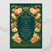 Fantasy Enchanted Blumengarten Hochzeit Folieneinladung (Vorderseite)