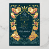 Fantasy Enchanted Blumengarten Hochzeit Folieneinladung (Vorderseite)