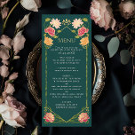 Fantasy Enchanted Blumengarten Hochzeit Menükarte<br><div class="desc">Elegantes,  skurriles,  fantasy-verzaubertes Blumengarten Hochzeitsdesign perfekt für ein zauberhaftes Waldfest. In diesem Design finden Sie Blumenelemente in einem Rahmen aus grünen Blätter und goldenen Akzenten. Matching Artikel in unserem Shop für ein komplettes Party Thema.</div>