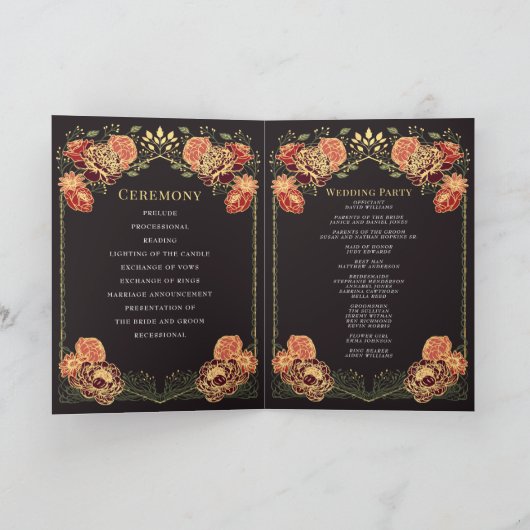 Fantasy Enchanted Blumengarten Hochzeit Programm (Innenseite)