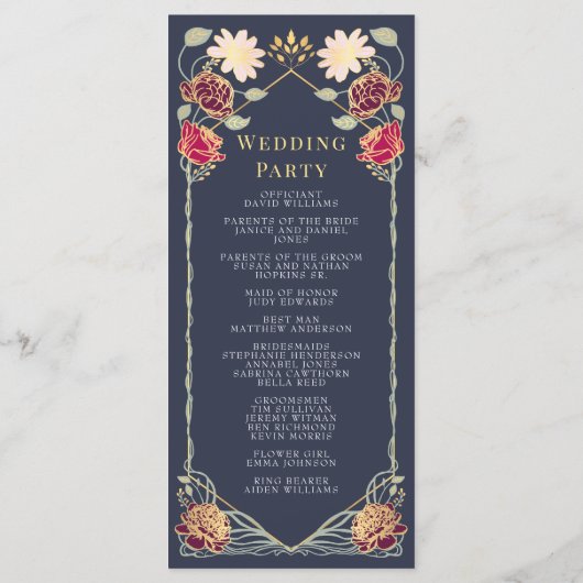 Fantasy Enchanted Blumengarten Hochzeit Programm (Rückseite)