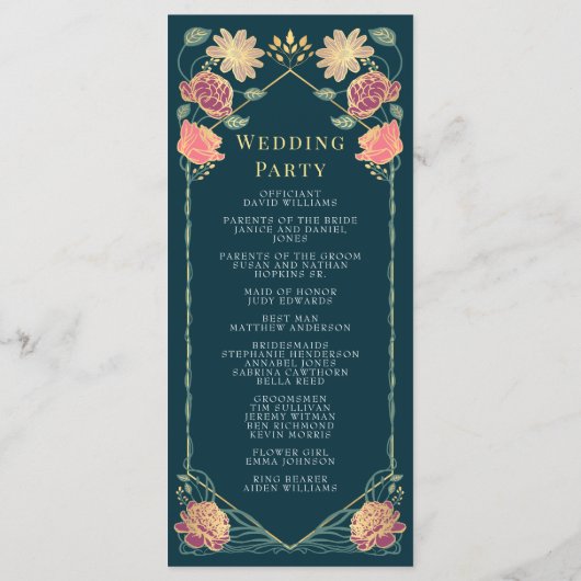 Fantasy Enchanted Blumengarten Hochzeit Programm (Rückseite)