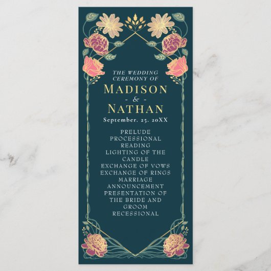 Fantasy Enchanted Blumengarten Hochzeit Programm (Vorderseite)