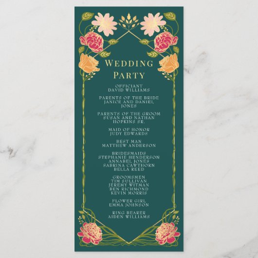 Fantasy Enchanted Blumengarten Hochzeit Programm (Rückseite)