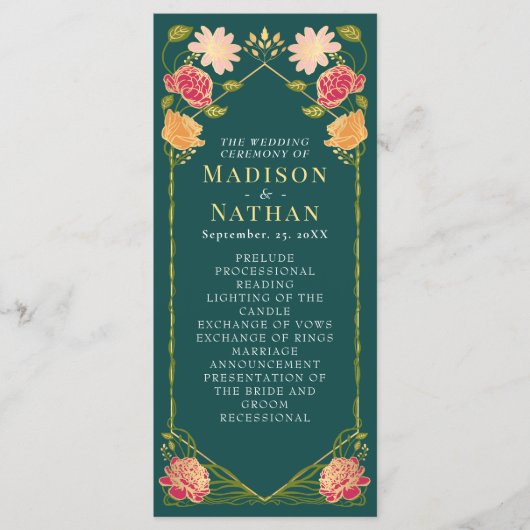 Fantasy Enchanted Blumengarten Hochzeit Programm (Vorderseite)