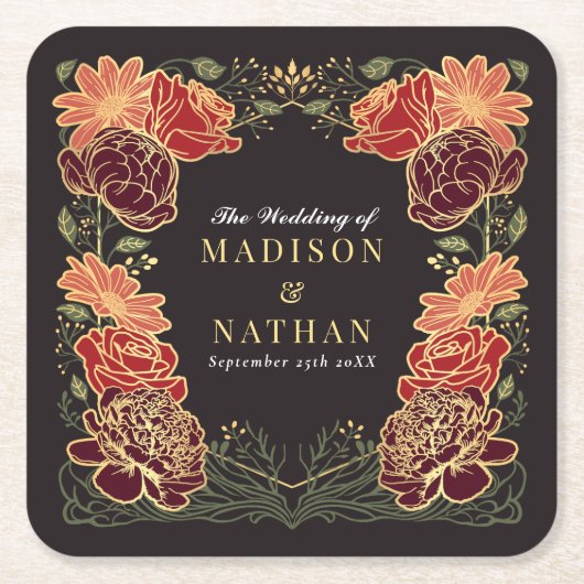 Fantasy Enchanted Blumengarten Hochzeit Rechteckiger Pappuntersetzer (Vorderseite)