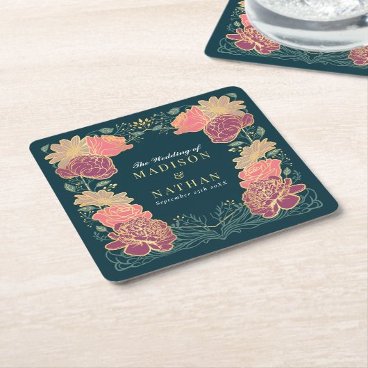 Fantasy Enchanted Blumengarten Hochzeit Rechteckiger Pappuntersetzer (angewinkelt)