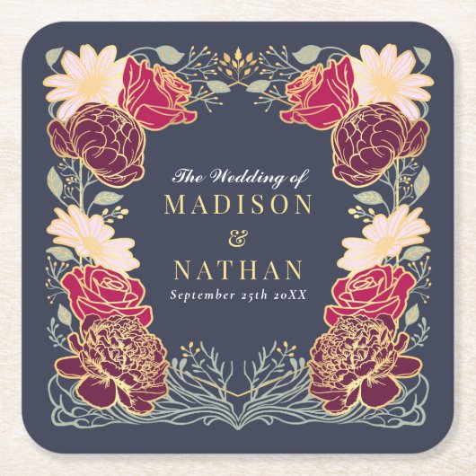 Fantasy Enchanted Blumengarten Hochzeit Rechteckiger Pappuntersetzer (Vorderseite)