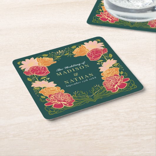 Fantasy Enchanted Blumengarten Hochzeit Rechteckiger Pappuntersetzer (angewinkelt)