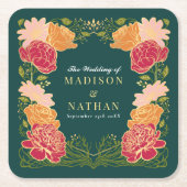 Fantasy Enchanted Blumengarten Hochzeit Rechteckiger Pappuntersetzer (Vorderseite)