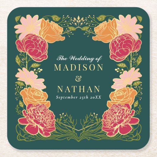 Fantasy Enchanted Blumengarten Hochzeit Rechteckiger Pappuntersetzer (Vorderseite)