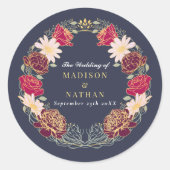 Fantasy Enchanted Blumengarten Hochzeit Runder Aufkleber (Vorderseite)
