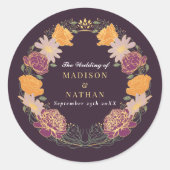 Fantasy Enchanted Blumengarten Hochzeit Runder Aufkleber (Vorderseite)