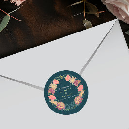 Fantasy Enchanted Blumengarten Hochzeit Runder Aufkleber