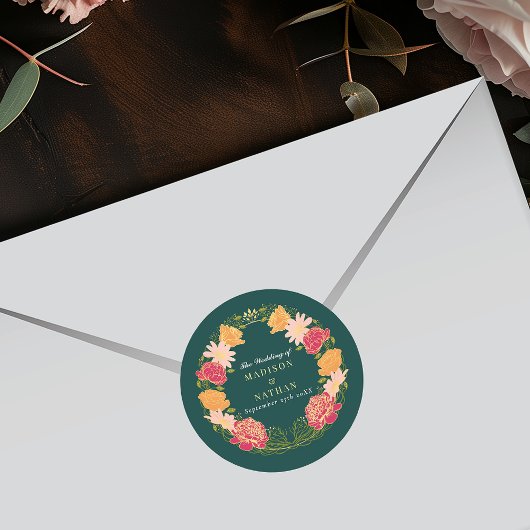 Fantasy Enchanted Blumengarten Hochzeit Runder Aufkleber