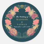 Fantasy Enchanted Blumengarten Hochzeit Runder Aufkleber (Vorderseite)