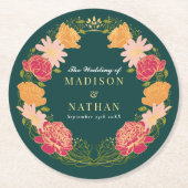 Fantasy Enchanted Blumengarten Hochzeit Runder Pappuntersetzer (Vorderseite)