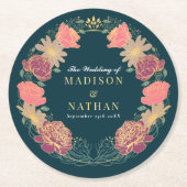 Fantasy Enchanted Blumengarten Hochzeit Runder Pappuntersetzer (Vorderseite)