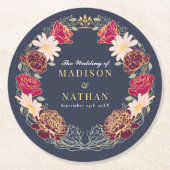 Fantasy Enchanted Blumengarten Hochzeit Runder Pappuntersetzer (Vorderseite)