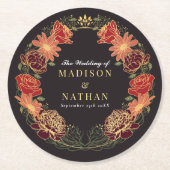 Fantasy Enchanted Blumengarten Hochzeit Runder Pappuntersetzer (Vorderseite)