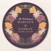 Fantasy Enchanted Blumengarten Hochzeit Runder Pappuntersetzer (Vorderseite)